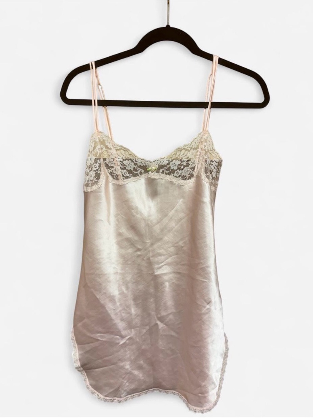 Vintage Victoria’s Secret Pink Satiny Polyester Slip with Lace Trim